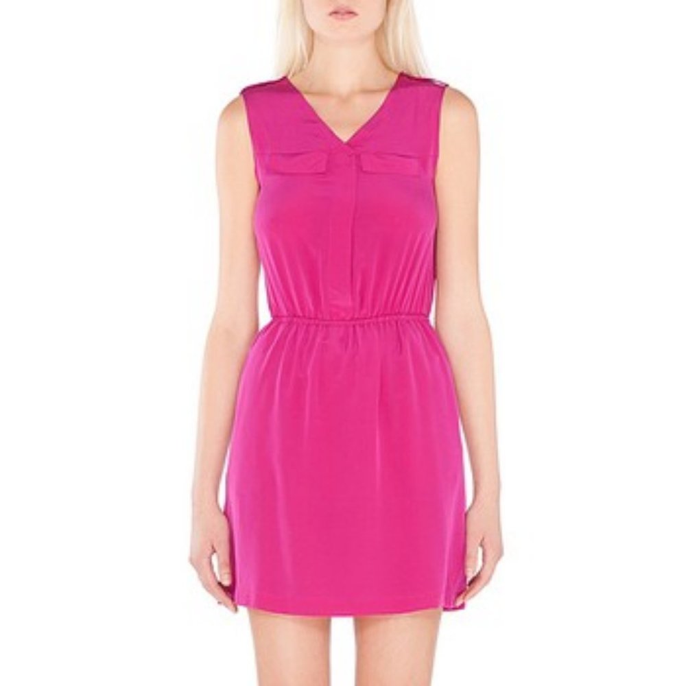 Amour Vert KIARA Dress Magenta SMALL Silk Purple